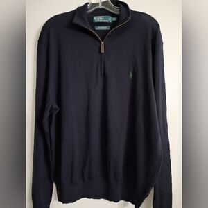 Polo by Ralph Lauren Navy Half-Zip with Green Pony Very Thin For Spring Size XXL